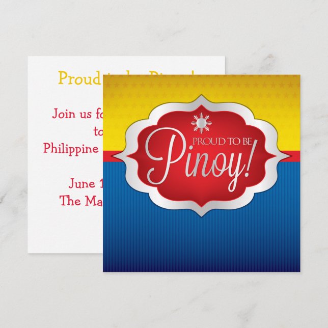 Convite do Dia da Independência Filipina Pinoy (Frente/Verso)