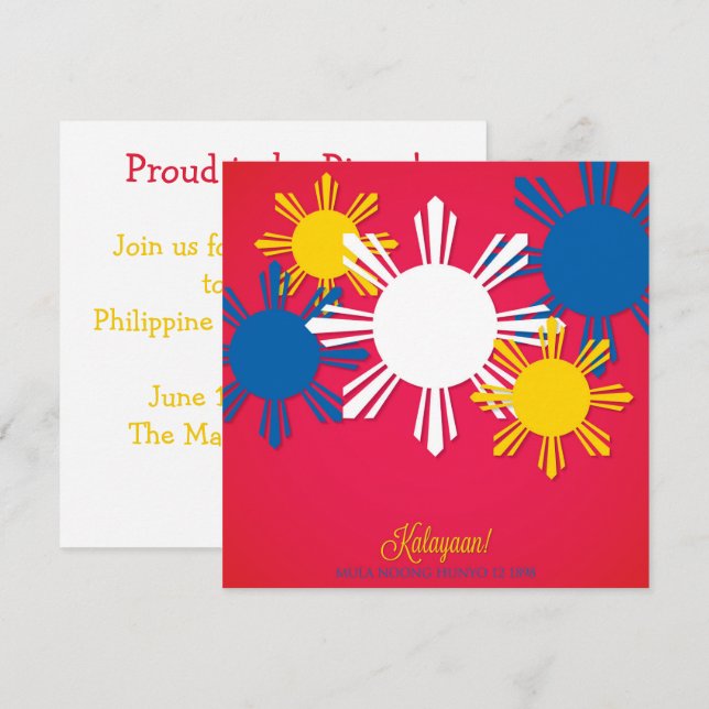Convite do Dia da Independência Filipina Pinoy (Frente/Verso)