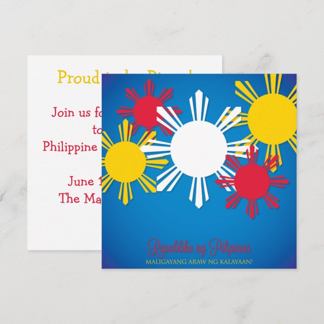 Convite do Dia da Independência Filipino (Frente/Verso)