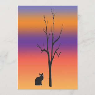 Convite do Dia das Bruxas do gato e da árvore