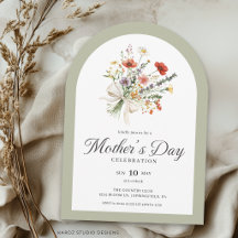 Convite do Dia das Mães com Buquê Floral Arqueado