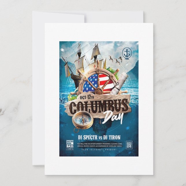 Convite do Dia de Colombo moderno elegante e rústi (Frente)