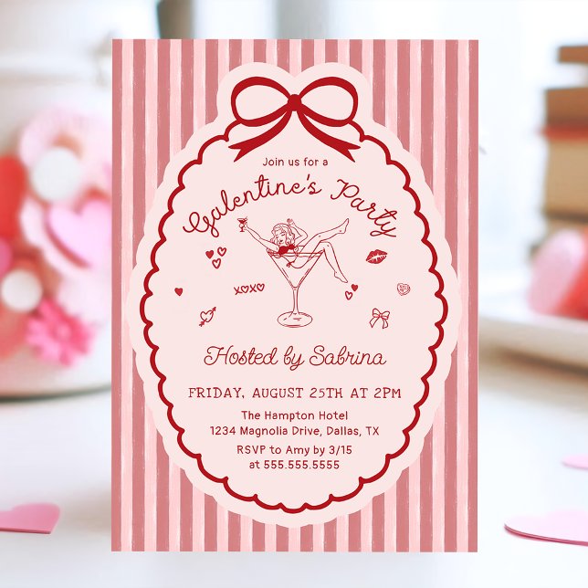 Convite do Dia de Galentine com Arco Desenhado à M (Criador carregado)