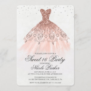 Convite do diamante do vestido do brilho do doce