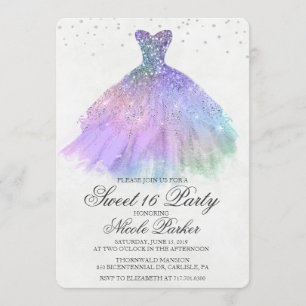 Convite do diamante do vestido do brilho do doce