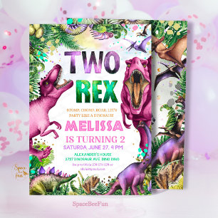 Convite do Dinossauro Dois Rex Festa de Aniversár