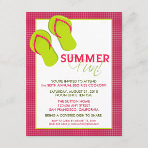 Convite do divertimento Picnic/BBQ do verão (pink