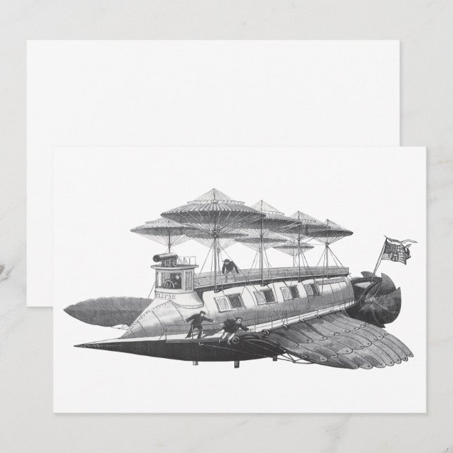 Convite do Eclipse do Dirigível de Ficção Científi (Frente/Verso)