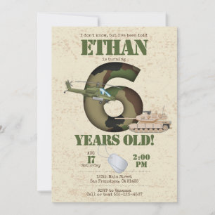 Convite do Exército - Convite de Aniversário do 6