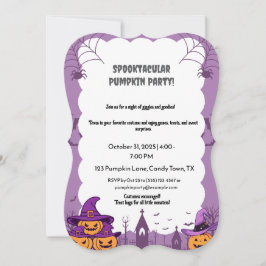 Convite do Festa de Halloween Pink Pastel com Pump