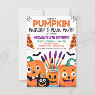 Convite do Festa de Pumpkin e Pizza do Halloween