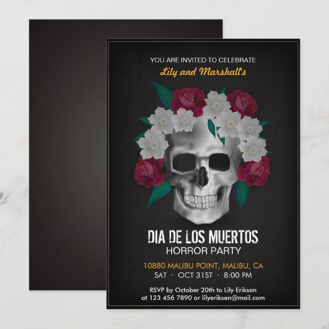 Convite do Festa do Dia de los Muertos (Frente/Verso)