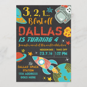 Convite do foguete do aniversário do espaço