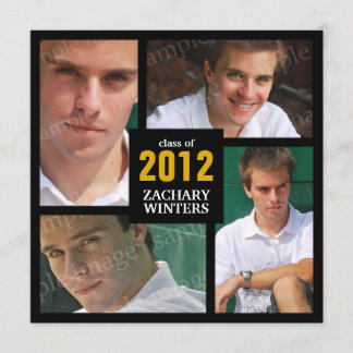 Convite do formando da colagem da foto - preto