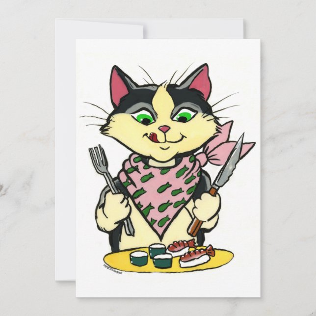 Convite do gato do sushi (Frente)