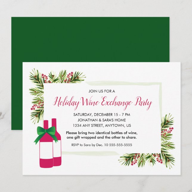 Convite do Grupo de Troca de Vinhos Feriados (Frente/Verso)