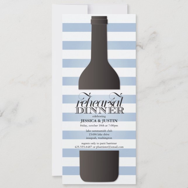 Convite do jantar de ensaio da garrafa de vinho (Frente)