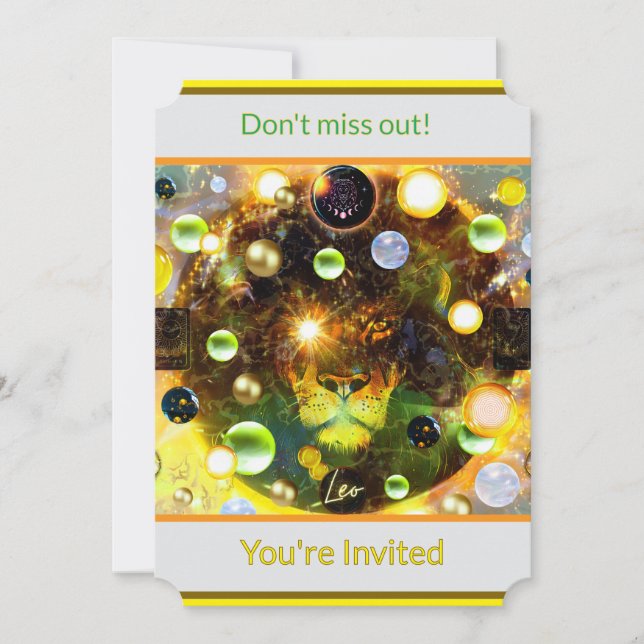 Convite do Leão do Zodíaco Leo (Frente)