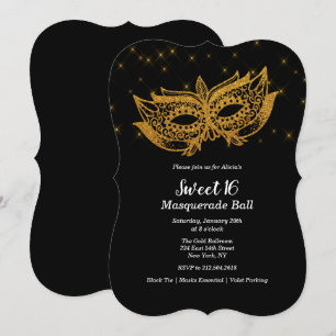 Convite do mascarada da máscara do ouro do doce 1