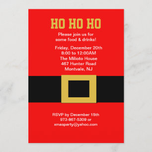 Convite do Natal da fivela de cinto do papai noel