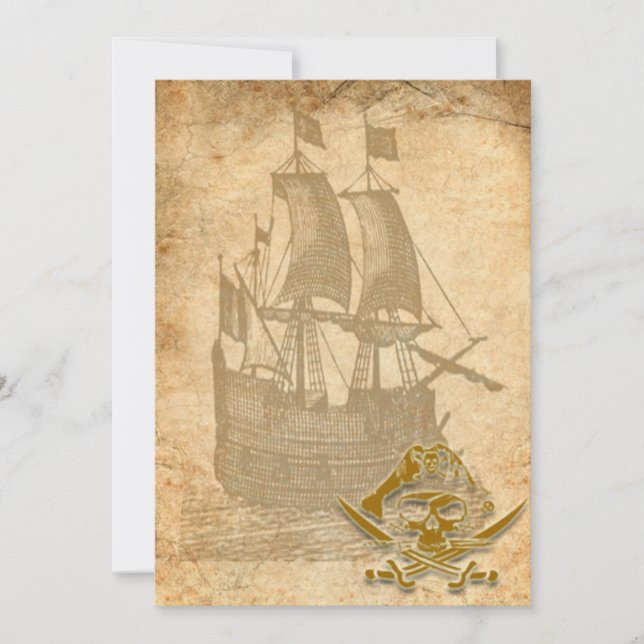 Convite do navio e do crânio de pirata (Frente)
