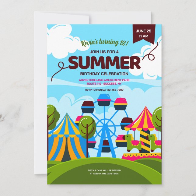 Convite do Parque de Diversões Adventureland (Frente)