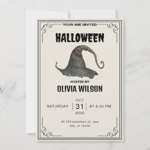 Convite do Partido Beige Vintage Halloween
