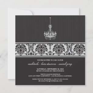 Convite do Partido Cocktail Chandelier (preto/prat