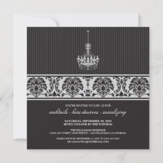 Convite do Partido Cocktail Chandelier (preto/prat