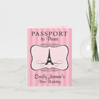 Convite do passaporte de Paris do aniversário das