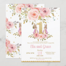 Convite do primeiro aniversario das meninas do