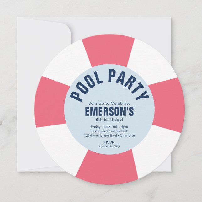 Convite do rosa da festa de aniversário da festa (Frente)