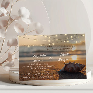 Convite do Seashell do por do sol do casamento de