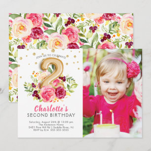 Convite do segundo aniversário da foto do balão 