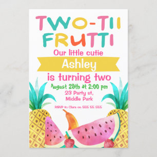 Convite do segundo aniversário de Two-tti Frutti