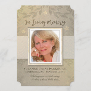 Convite Do Serviço De Memória De Fotos Floral Beig