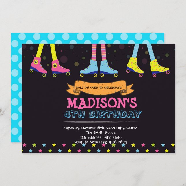 Convite do skate de rolo (Frente/Verso)