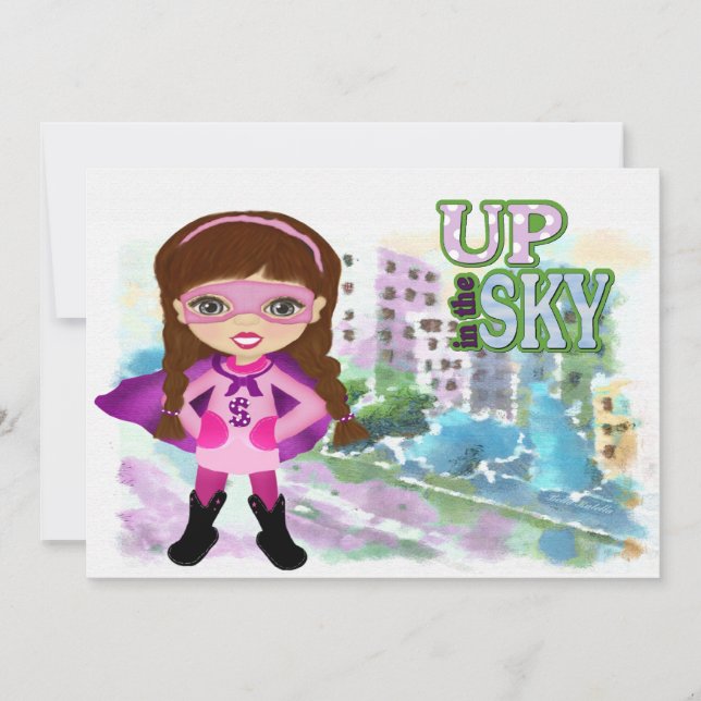 Convite do super-herói da menina (Frente)