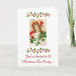 Convite do tea party do Natal. Design do vintage