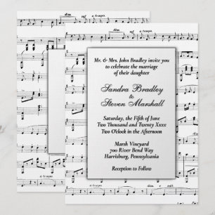 Convite do tema do casamento da partitura