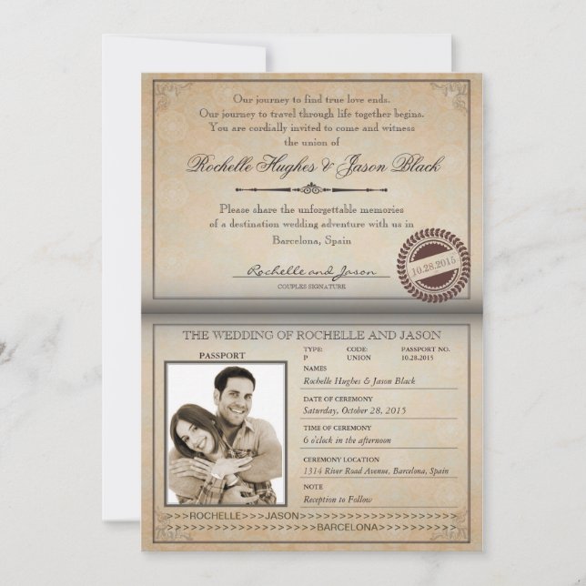 Convite Do Vintage Passport (Frente)