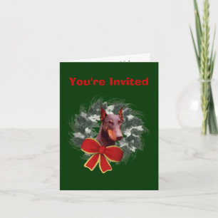 Convite Doberman Christmas Holiday Party Invitation