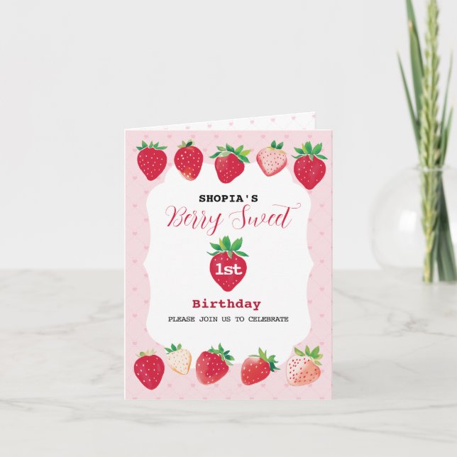 Convite dobrado ao primeiro aniversario Berry Swee (Frente)