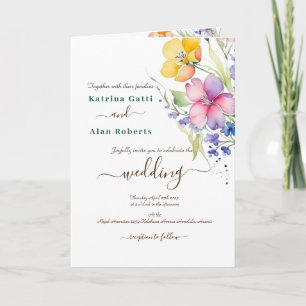 Convite Dobrado Flor de Pêssego Rosa Amarelo