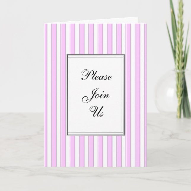 Convite Dobrado Personalizado com Listras Rosa (Frente)