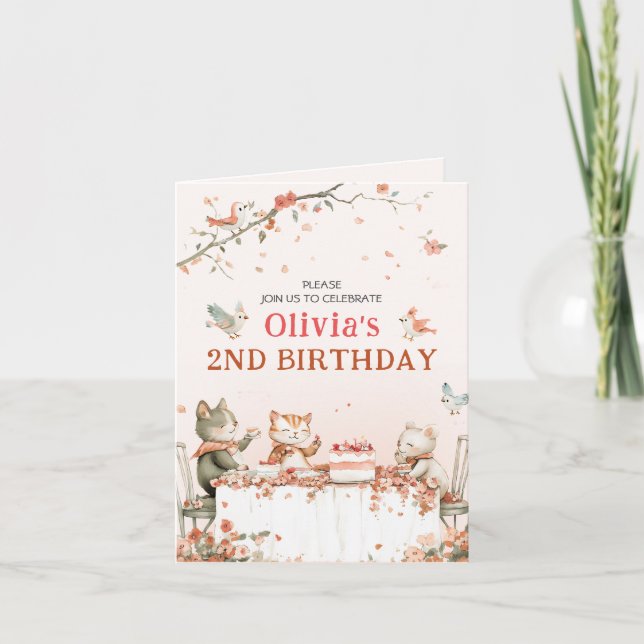 Convite dobrável da Festa das Flores com Gatos (Frente)