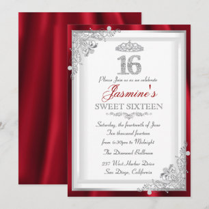 Convite Doce 16 Tiara de Damasco de Diamante Prata
