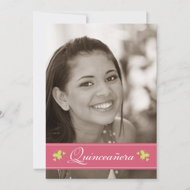 Convite doce de Quinceanera das borboletas (Frente)