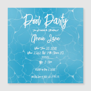 Convite Doce do Partido da piscina 16 Água Azul - Bday Min