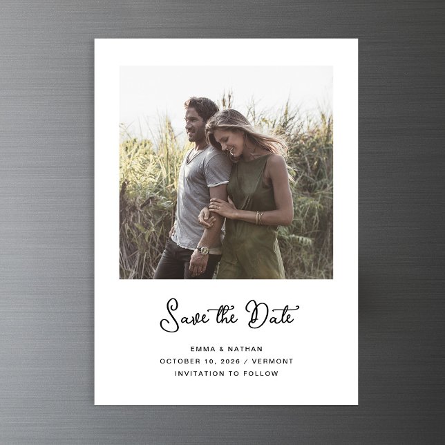 Convite Doce e Whimsical | Data de salvamento da foto (A simple, vintage style magnetic save the date card with your photo)
